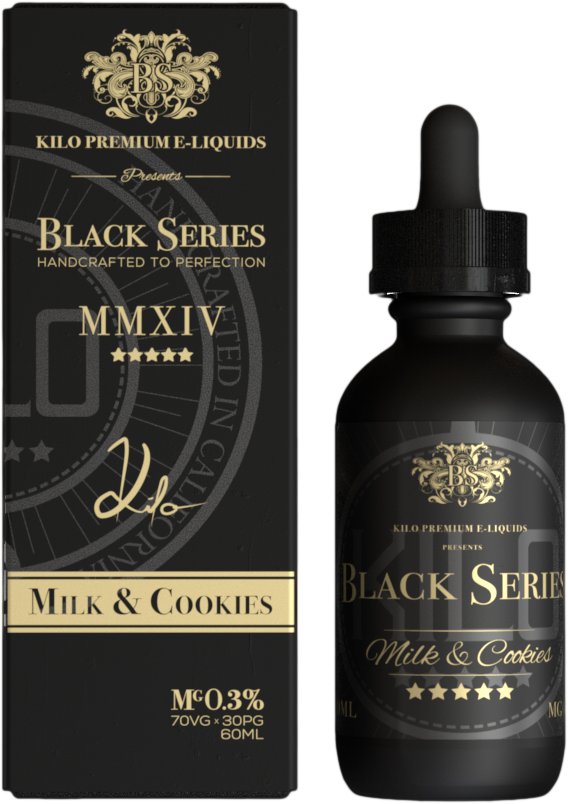 KILO E-LIQUIDS BLACK SERIES MILK &amp; COOKIES 70/30 0MG 60ML